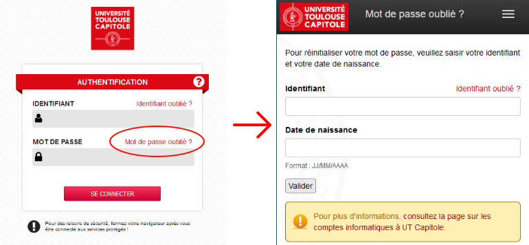 mot de passe oublié